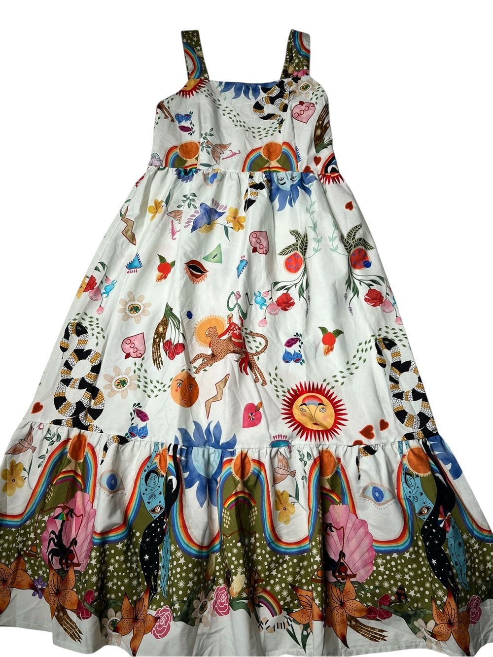 Bellambra NWT Sundress 100% Cotton Italy Size L Fits M Print Full Skirt Excellen